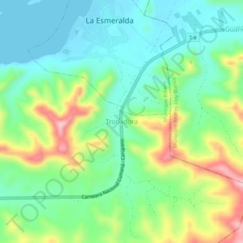 Mapa topográfico Tronadora, altitude, relevo