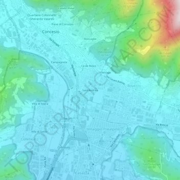 Mapa topográfico Sant'Andrea, altitude, relevo