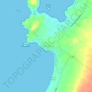 Mapa topográfico Bahía Inglesa, altitude, relevo