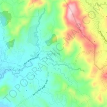 Mapa topográfico Sumilang, altitude, relevo