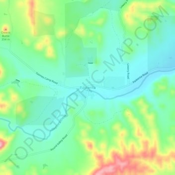 Mapa topográfico Paskenta, altitude, relevo