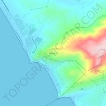 Mapa topográfico Atlanterra, altitude, relevo