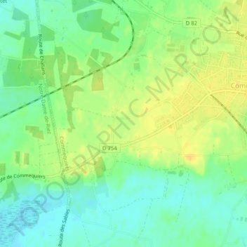 Mapa topográfico Les Sables, altitude, relevo