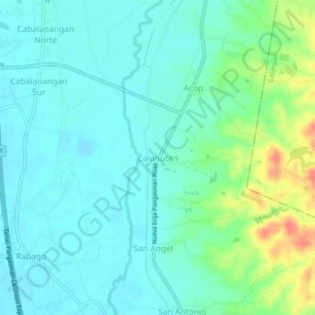 Mapa topográfico Calanutan, altitude, relevo