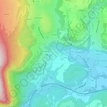 Mapa topográfico Massignieu, altitude, relevo
