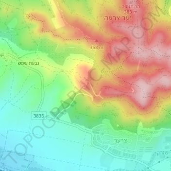 Mapa topográfico Shemesh Viewpoint, altitude, relevo