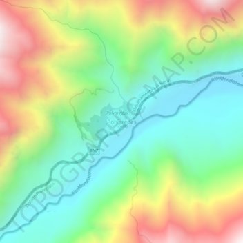 Mapa topográfico Polvaredas, altitude, relevo