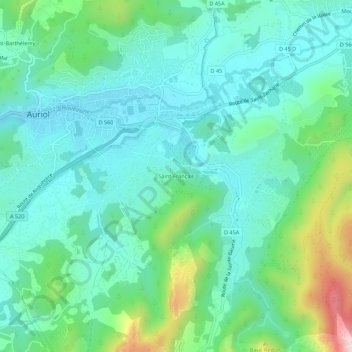 Mapa topográfico Saint-Français, altitude, relevo