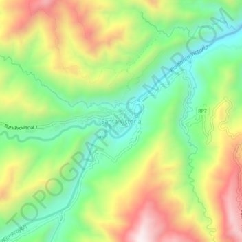 Mapa topográfico Santa Victoria, altitude, relevo