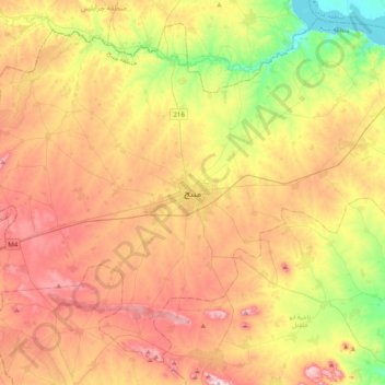 Mapa topográfico Manbij, altitude, relevo