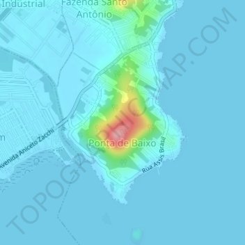 Mapa topográfico Morro São José, altitude, relevo
