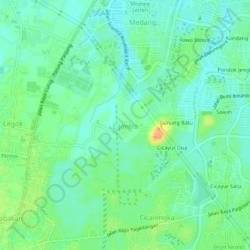 Mapa topográfico Cijantra, altitude, relevo