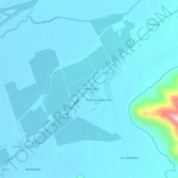 Mapa topográfico La Primavera, altitude, relevo
