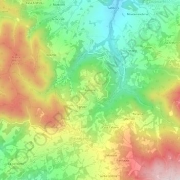 Mapa topográfico Rossone, altitude, relevo