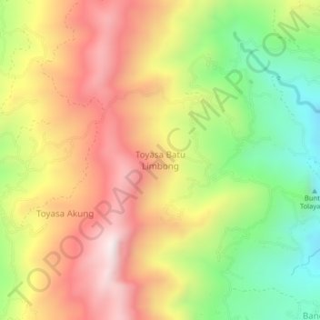 Mapa topográfico Toyasa Batu Limbong, altitude, relevo