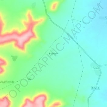 Mapa topográfico Balawadi, altitude, relevo