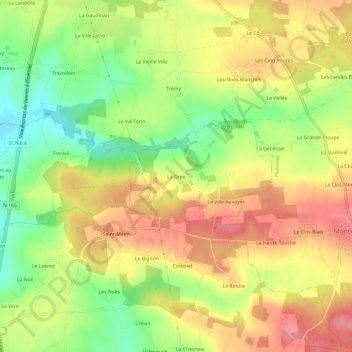 Mapa topográfico La Grée, altitude, relevo