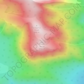Mapa topográfico Green Head, altitude, relevo
