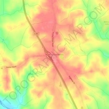 Mapa topográfico Waldrop Crossroads, altitude, relevo
