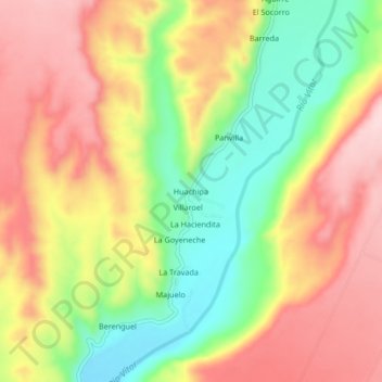 Mapa topográfico Huachipa, altitude, relevo