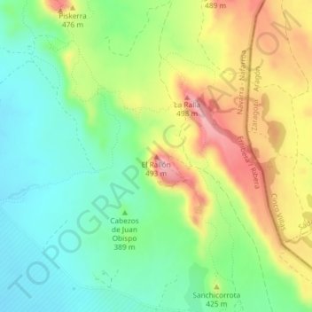 Mapa topográfico El Rallón, altitude, relevo