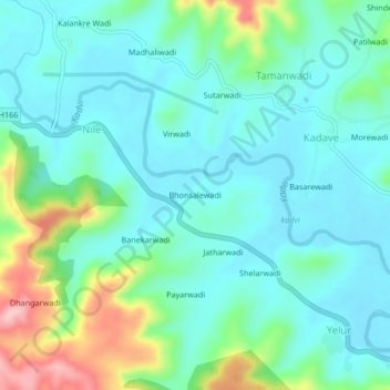 Mapa topográfico Bhonsalewadi, altitude, relevo
