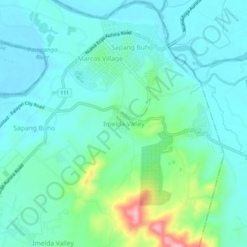 Mapa topográfico Imelda Valley, altitude, relevo