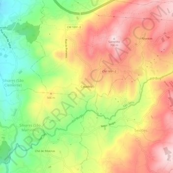 Mapa topográfico Casadela, altitude, relevo