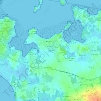 Mapa topográfico Kerguillo, altitude, relevo