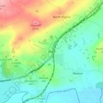 Mapa topográfico Huby, altitude, relevo