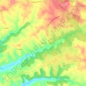 Mapa topográfico Salgues, altitude, relevo