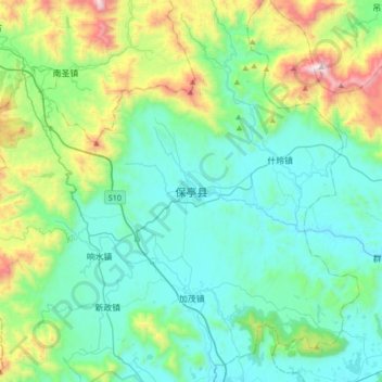 Mapa topográfico 保亭县, altitude, relevo
