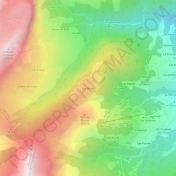 Mapa topográfico Les Benets, altitude, relevo