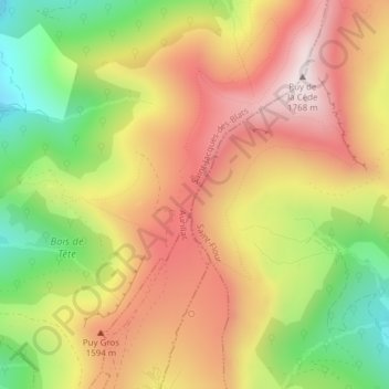 Mapa topográfico Col de la Chèvre, altitude, relevo
