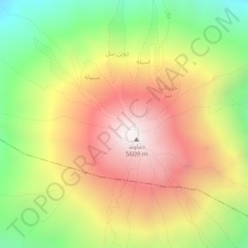 Mapa topográfico Alborz Mountains, altitude, relevo