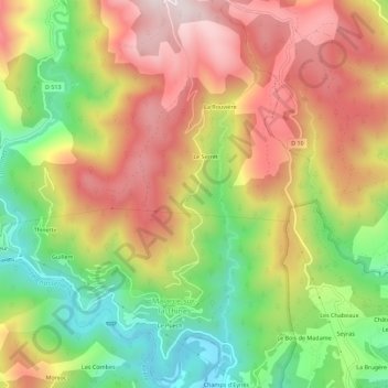 Mapa topográfico Le Cousset, altitude, relevo