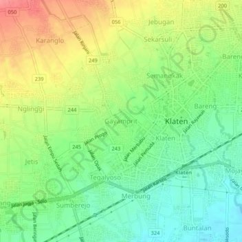 Mapa topográfico Gayamprit, altitude, relevo
