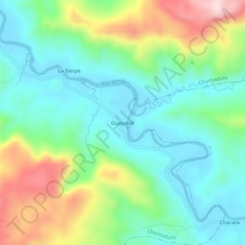 Mapa topográfico Guayabal, altitude, relevo