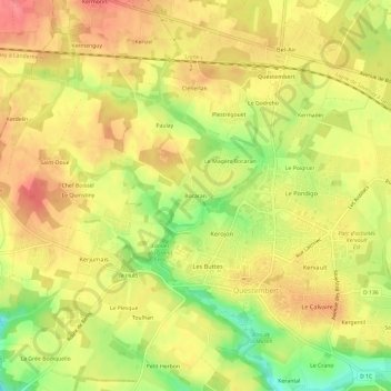 Mapa topográfico Bocaran, altitude, relevo