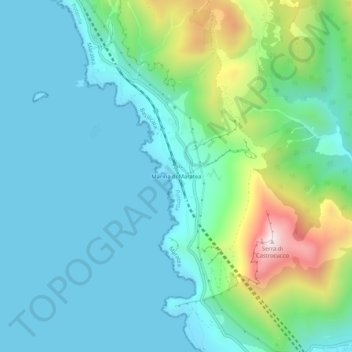 Mapa topográfico Marina di Maratea, altitude, relevo
