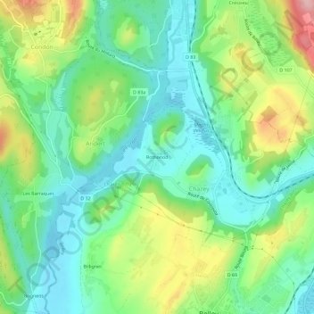 Mapa topográfico Rothonod, altitude, relevo