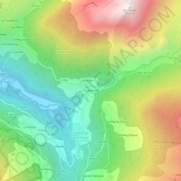 Mapa topográfico La Masure, altitude, relevo