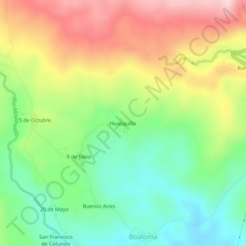 Mapa topográfico Huasquilla, altitude, relevo