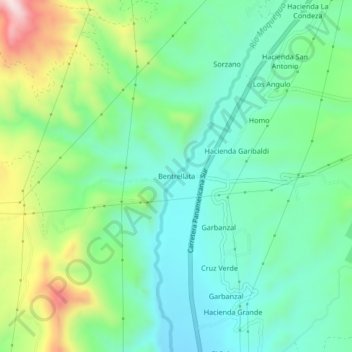 Mapa topográfico Bentrellata, altitude, relevo