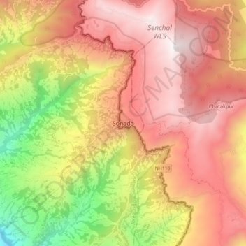 Mapa topográfico Sonada, altitude, relevo