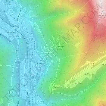 Mapa topográfico Les Côtes, altitude, relevo