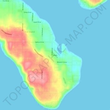 Mapa topográfico Hope, altitude, relevo
