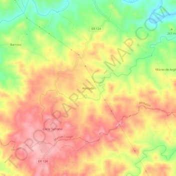 Mapa topográfico Arrizada, altitude, relevo
