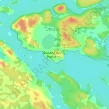 Mapa topográfico Poplar Hill, altitude, relevo