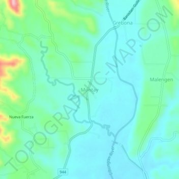 Mapa topográfico Montay, altitude, relevo